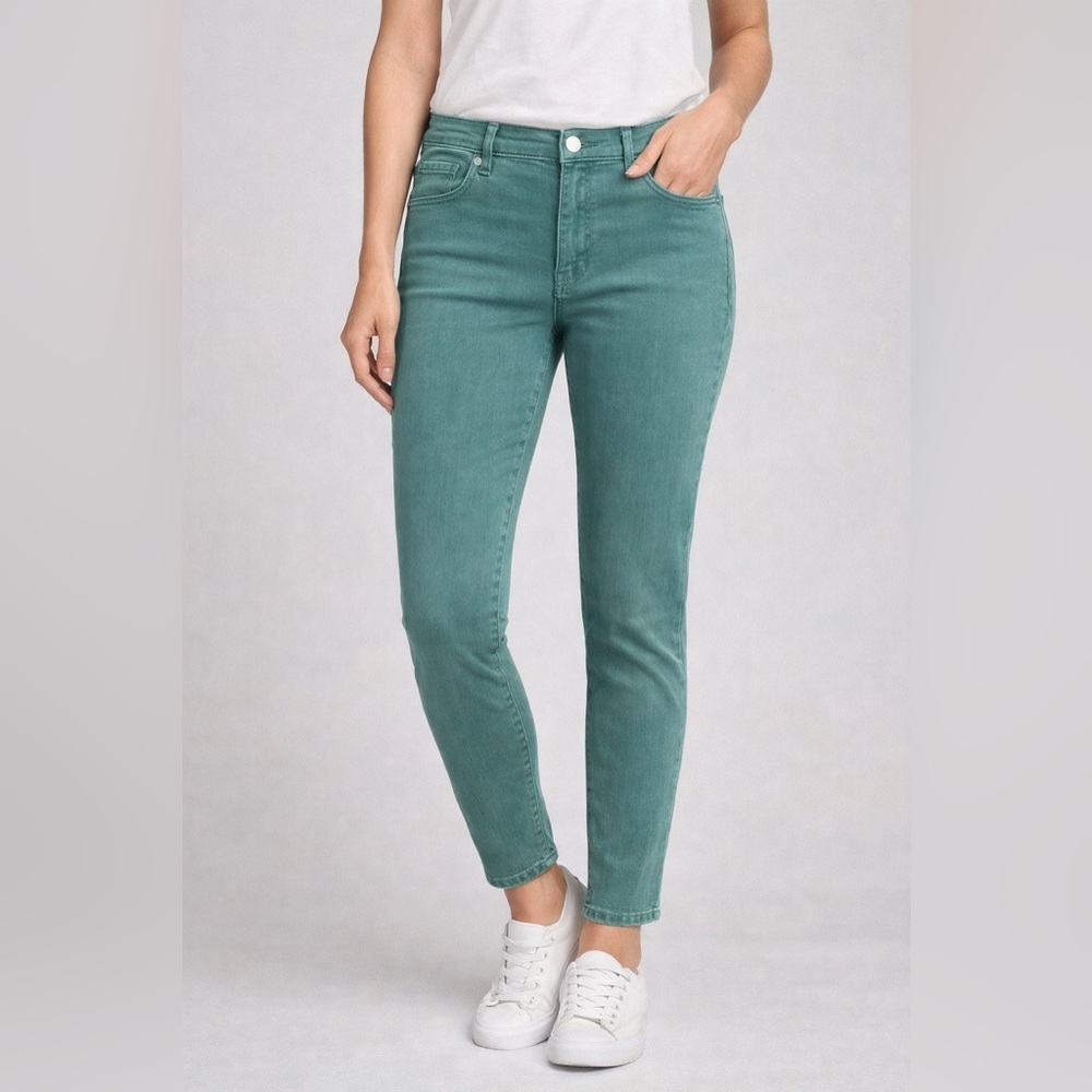 Liverpool LA Ankle Skinny Petite 10/30 Green Stretch Jeans Pants NWT - Picture 1 of 6